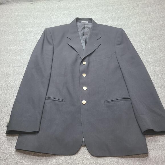 Zanetti Blazer Mens 42R Super 100s Wool Gold Buttons Made in Italy Tollegno - Picture 1 of 10